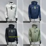 PSG WhiteNavyBlackOlive Green Jordan Hooded Jacket