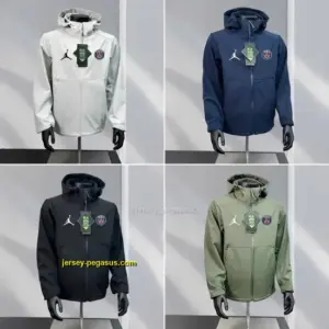 PSG WhiteNavyBlackOlive Green Jordan Hooded Jacket
