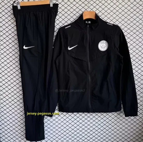 Paris Saint-Germain Black Full zipper Jacket Tracksuit+ long pants