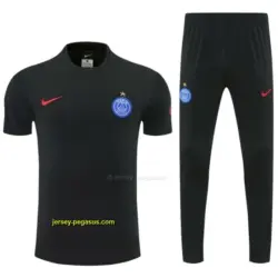 Paris Saint-Germain Black Short Sleeve Tracksuit + Long Pants