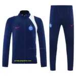 Paris Saint-Germain Navy Blue & White Full Zipper Jacket Tracksuit + Long Pants
