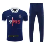 Paris Saint-Germain Navy Blue with PARIS Eiffel Tower Short Sleeve Tracksuit + L