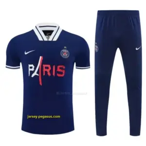 Paris Saint-Germain Navy Blue with PARIS Eiffel Tower Short Sleeve Tracksuit + L