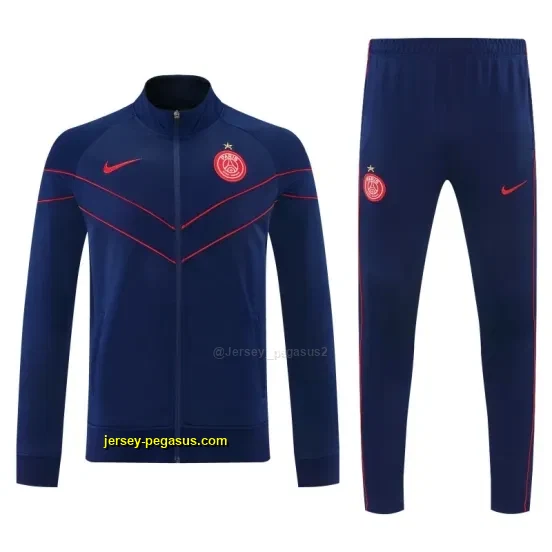 Paris Saint-Germain Navy Blue with Red Chevron Stripe Full Zipper Jacket Tracksu