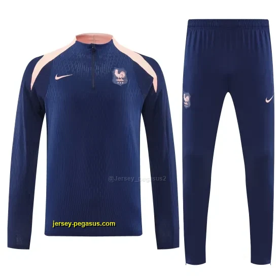 Player Version 2026 France NavyPink Half Zipper Jacket Tracksuit +Long Pants