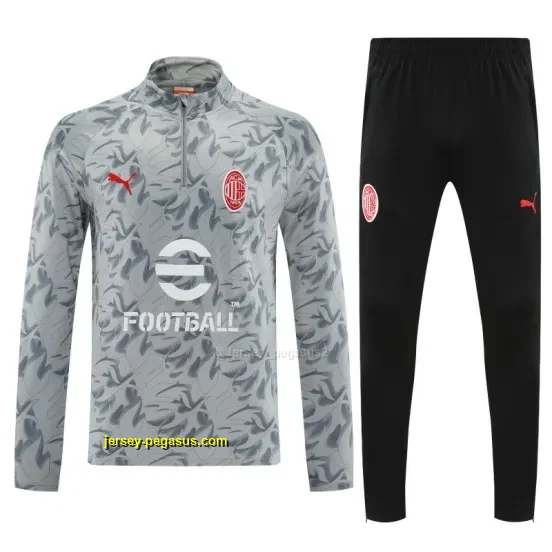 Player Version AC Milan Grey with Camouflage Pattern Half Zipper Jacket Tracksui