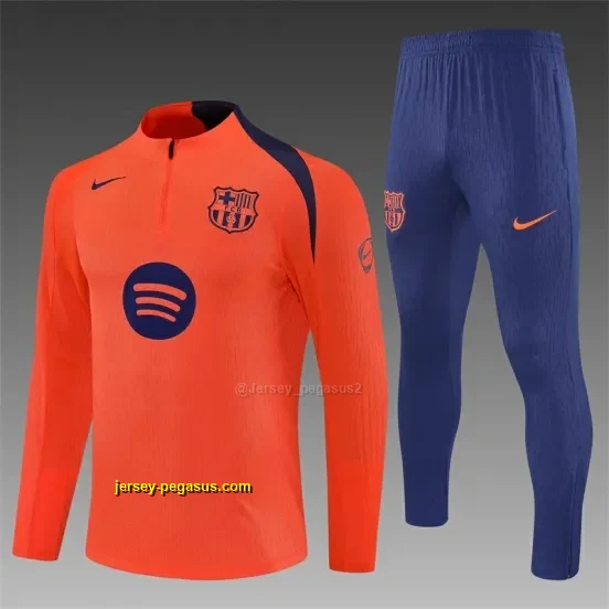 Player Version Barcelona Orange T90 Half Zipper Jacket+Long Pants