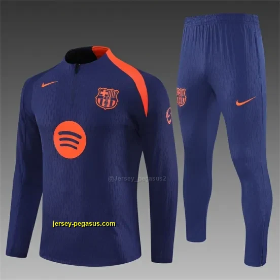 Player Version Barcelona Royal Blue T90 Half Zipper Jacket+Long Pants