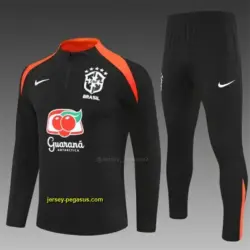 Player Version Brazil Black Half Zipper Jacket+Long Pants