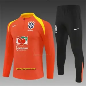 Player Version Brazil Orange Half Zipper Jacket+Long Pants