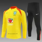 Player Version Brazil Yellow Half Zipper Jacket+Long Pants