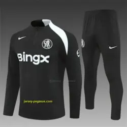 Player Version Chelsea Black T90 Half Zipper Jacket+Long Pants