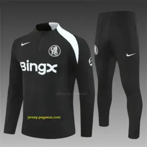 Player Version Chelsea Black T90 Half Zipper Jacket+Long Pants
