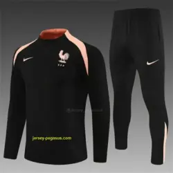 Player Version France Black Half Zipper Jacket+Long Pants