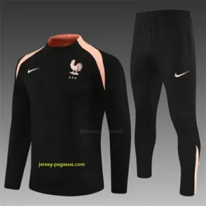 Player Version France Black Half Zipper Jacket+Long Pants