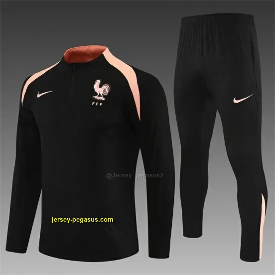 Player Version France Black Half Zipper Jacket+Long Pants