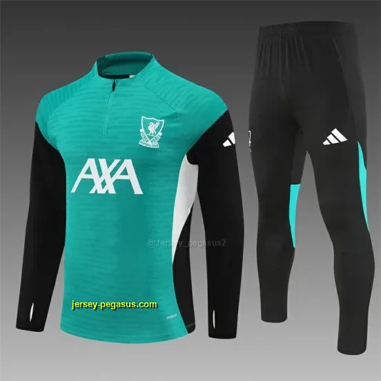 Player Version Liverpool Green AD on Both Sleeves Half Zipper Jacket+Long Pants