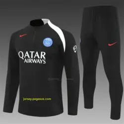 Player Version PSG Black T90 Half Zipper Jacket+Long Pants