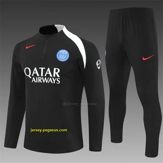 Player Version PSG Black T90 Half Zipper Jacket+Long Pants