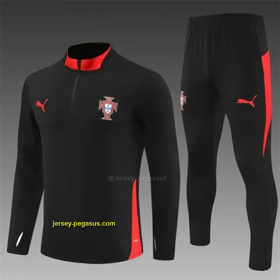 Portugal Black Half Zipper Jacket+Long Pants
