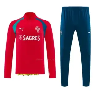 Portugal Red&Teal Half Zipper Jacket Tracksuit + Long Pants