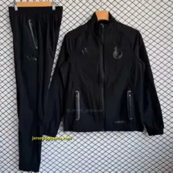 Real Madrid Black Full zipper Jacket Tracksuit+ long pants