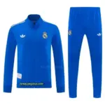 Real Madrid Blue Full Zipper Jacket Tracksuit + Long Pants
