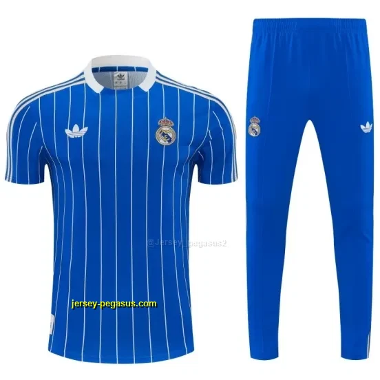 Real Madrid Blue Short Sleeve Tracksuit + Long Pants