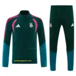 Real Madrid Dark Green Full Zipper Jacket Tracksuit + Long Pants