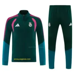 Real Madrid Dark Green Full Zipper Jacket Tracksuit + Long Pants
