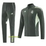 Real Madrid Dark Green Half Zipper Jacket+Long Pants