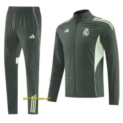 Real Madrid Dark Green Half Zipper Jacket+Long Pants