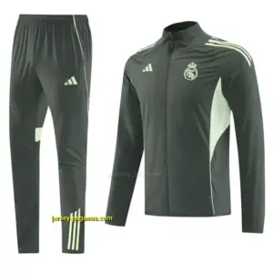 Real Madrid Dark Green Half Zipper Jacket+Long Pants