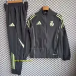 Real Madrid Dark Grey Full zipper Jacket Tracksuit+ long pants