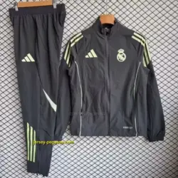 Real Madrid Dark Grey Full zipper Jacket Tracksuit+ long pants