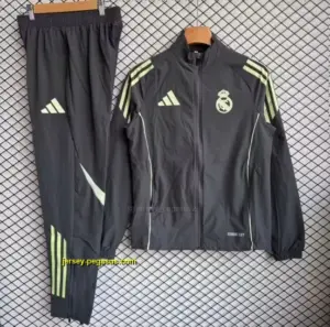 Real Madrid Dark Grey Full zipper Jacket Tracksuit+ long pants