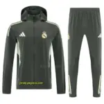 Real Madrid Dark Grey Green Full zipper Jacket Tracksuit+ long pants