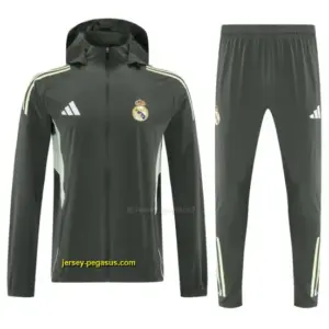 Real Madrid Dark Grey Green Full zipper Jacket Tracksuit+ long pants