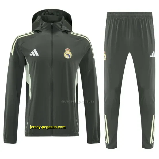 Real Madrid Dark Grey Green Full zipper Jacket Tracksuit+ long pants