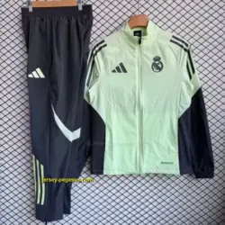 Real Madrid Green with Grey Full zipper Jacket Tracksuit+ long pants