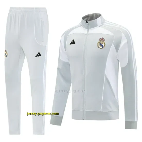 Real Madrid Grey Full Zipper Jacket + Long Pants
