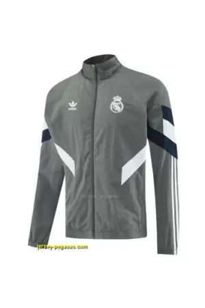 Real Madrid Grey Half Zipper Jacket+Long Pants