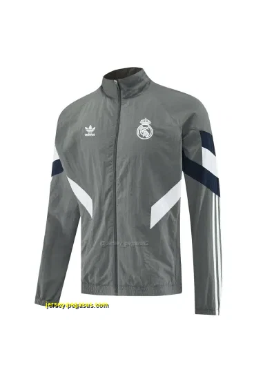 Real Madrid Grey Half Zipper Jacket+Long Pants