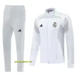 Real Madrid GreyWhite Full Zipper Jacket + Long Pants
