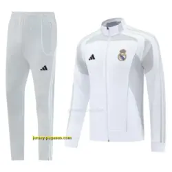 Real Madrid GreyWhite Full Zipper Jacket + Long Pants