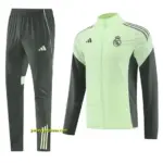 Real Madrid Light Green Half Zipper Jacket+Long Pants