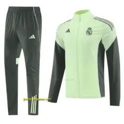 Real Madrid Light Green Half Zipper Jacket+Long Pants