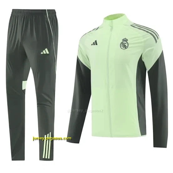 Real Madrid Light Green Half Zipper Jacket+Long Pants