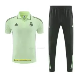 Real Madrid Light Green Polo Training Shirt + Long Pants Tracksuit