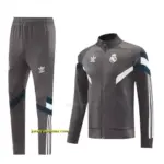 Real Madrid Light Grey Full Zipper Jacket+Long Pants